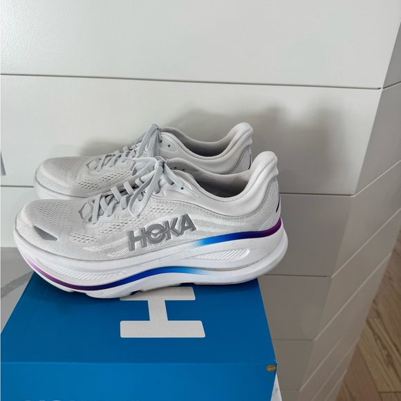 Hoka White Athletic Shoes with Mesh Upper and Cushioned Midsole - Picture 5 of 9